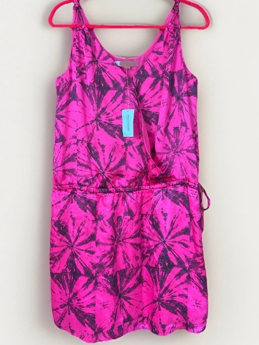 Banana Republic womens Hot Pink silk Tie-Dye Tank Dress nwt large